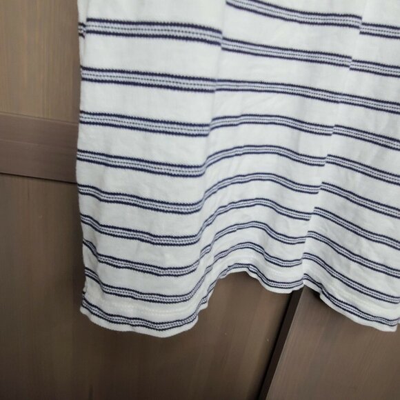 Roundtree & Yorke Polo Shirt Medium Mens White Navy Striped Short Sleeve Stretch - Picture 8 of 10